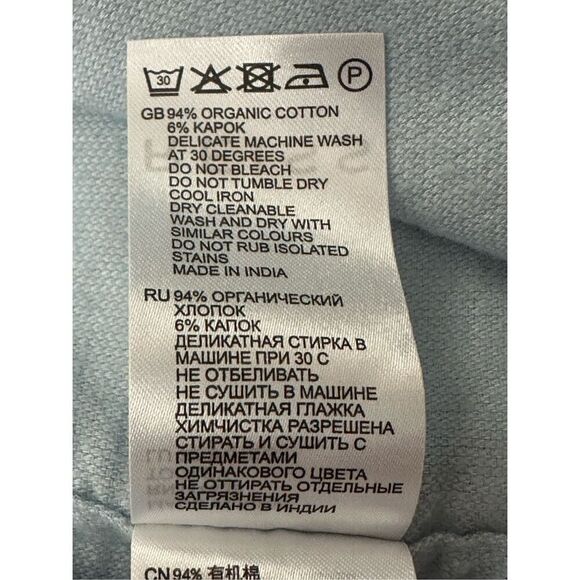 REISS Maine Light Blue  Wash Grandad Collar Shirt Sz: L - Picture 7 of 8